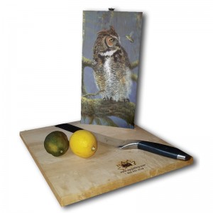 WGI GALLERY Fearless Owl and Hummingbird 12" x 6" Cutting Board WGIG1604